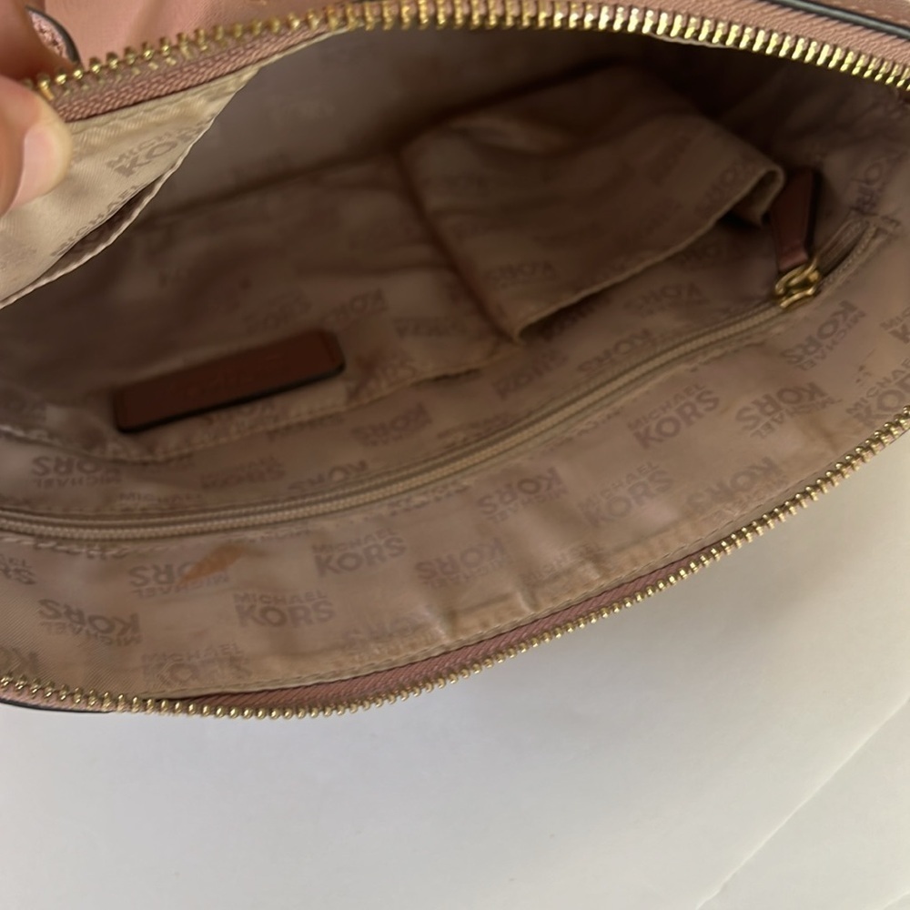 Michael Kors Dusty Rose Gold accents Leather Satchel Crossbody Bag - Picture 11 of 13